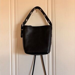 Madewell Black Studded-Accent Shoulder Bucket Bag